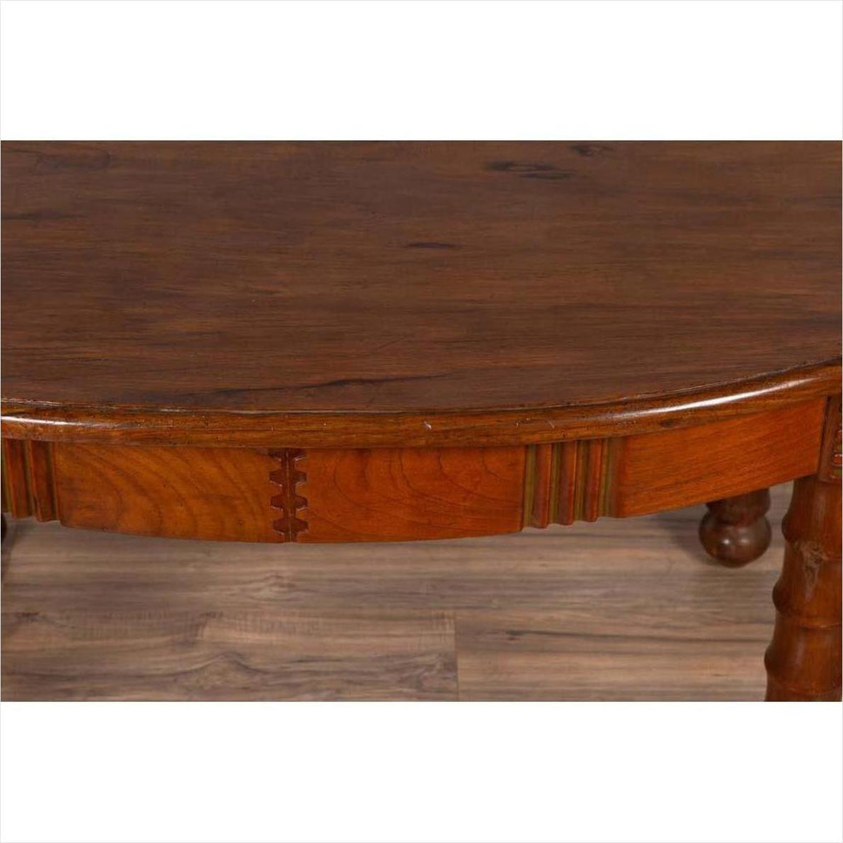 Antique Oval Dining Room Table from Indonesia with Spindle Legs and Warm Patina-13. Asian &amp; Chinese Furniture, Art, Antiques, Vintage Home Décor for sale at FEA Home