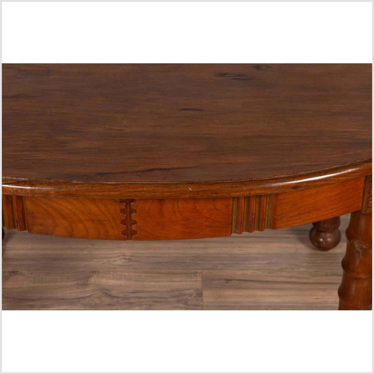 Antique Oval Dining Room Table from Indonesia with Spindle Legs and Warm Patina-13. Asian &amp; Chinese Furniture, Art, Antiques, Vintage Home Décor for sale at FEA Home