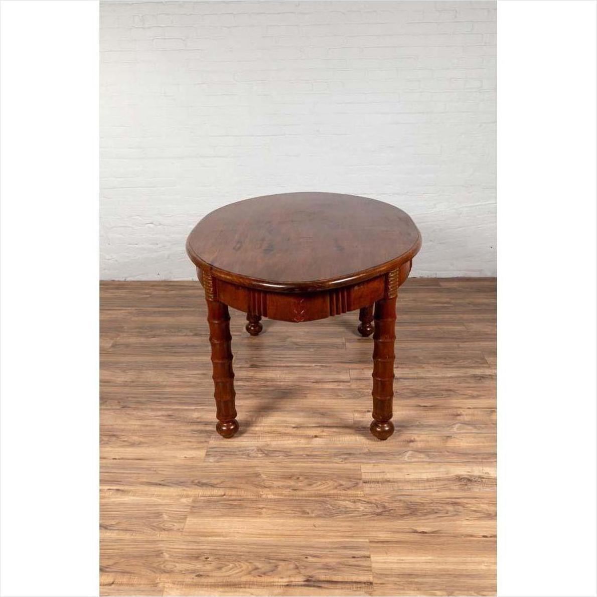 Antique Oval Dining Room Table from Indonesia with Spindle Legs and Warm Patina-15. Asian &amp; Chinese Furniture, Art, Antiques, Vintage Home Décor for sale at FEA Home