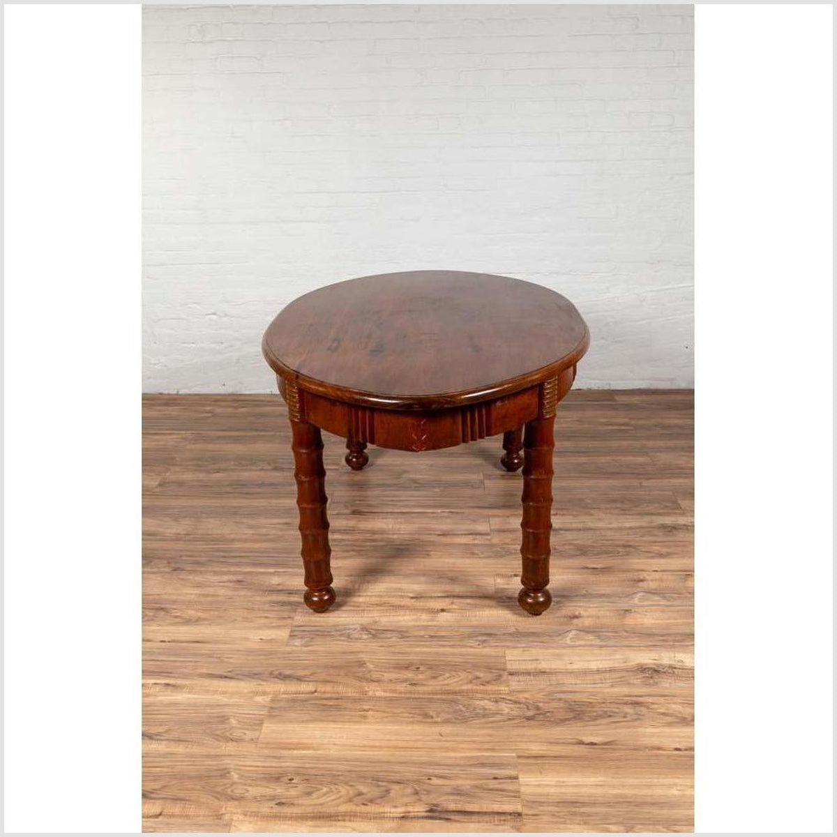 Antique Oval Dining Room Table from Indonesia with Spindle Legs and Warm Patina-15. Asian &amp; Chinese Furniture, Art, Antiques, Vintage Home Décor for sale at FEA Home