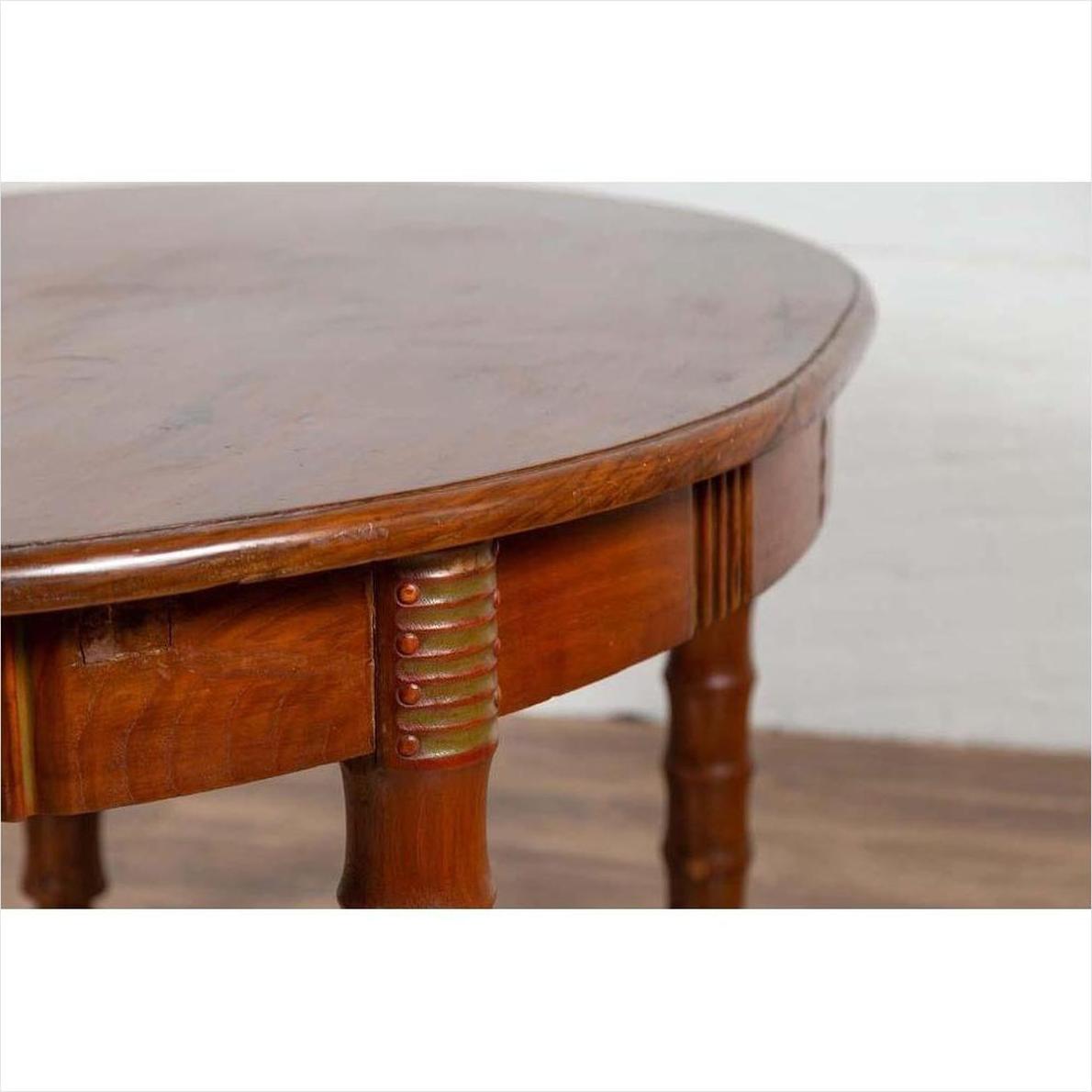 Antique Oval Dining Room Table from Indonesia with Spindle Legs and Warm Patina-16. Asian &amp; Chinese Furniture, Art, Antiques, Vintage Home Décor for sale at FEA Home