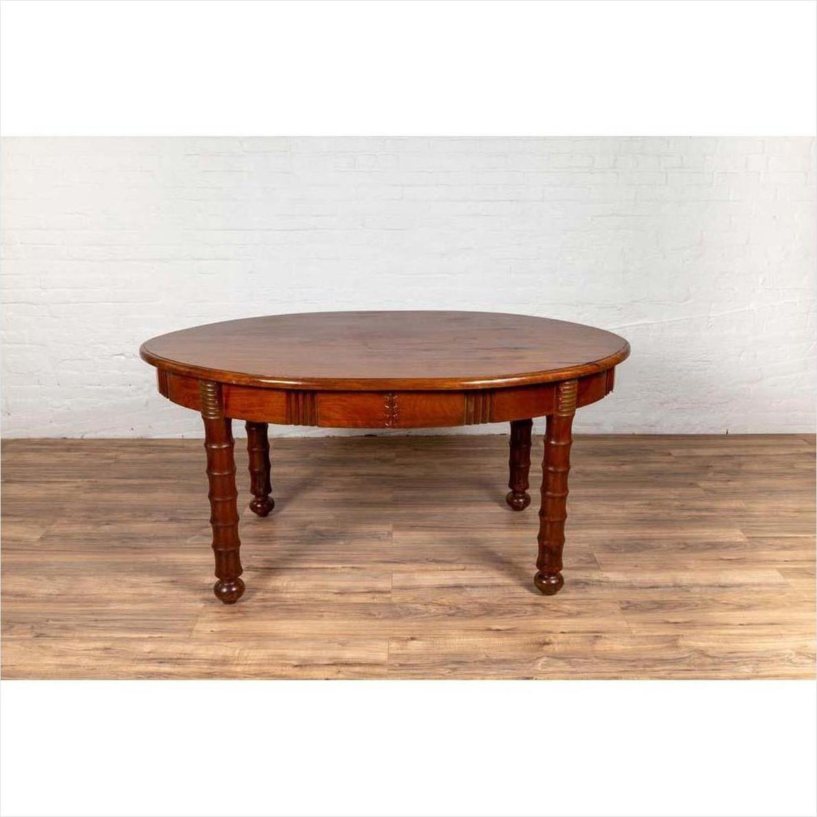 Antique Oval Dining Room Table from Indonesia with Spindle Legs and Warm Patina-17. Asian &amp; Chinese Furniture, Art, Antiques, Vintage Home Décor for sale at FEA Home