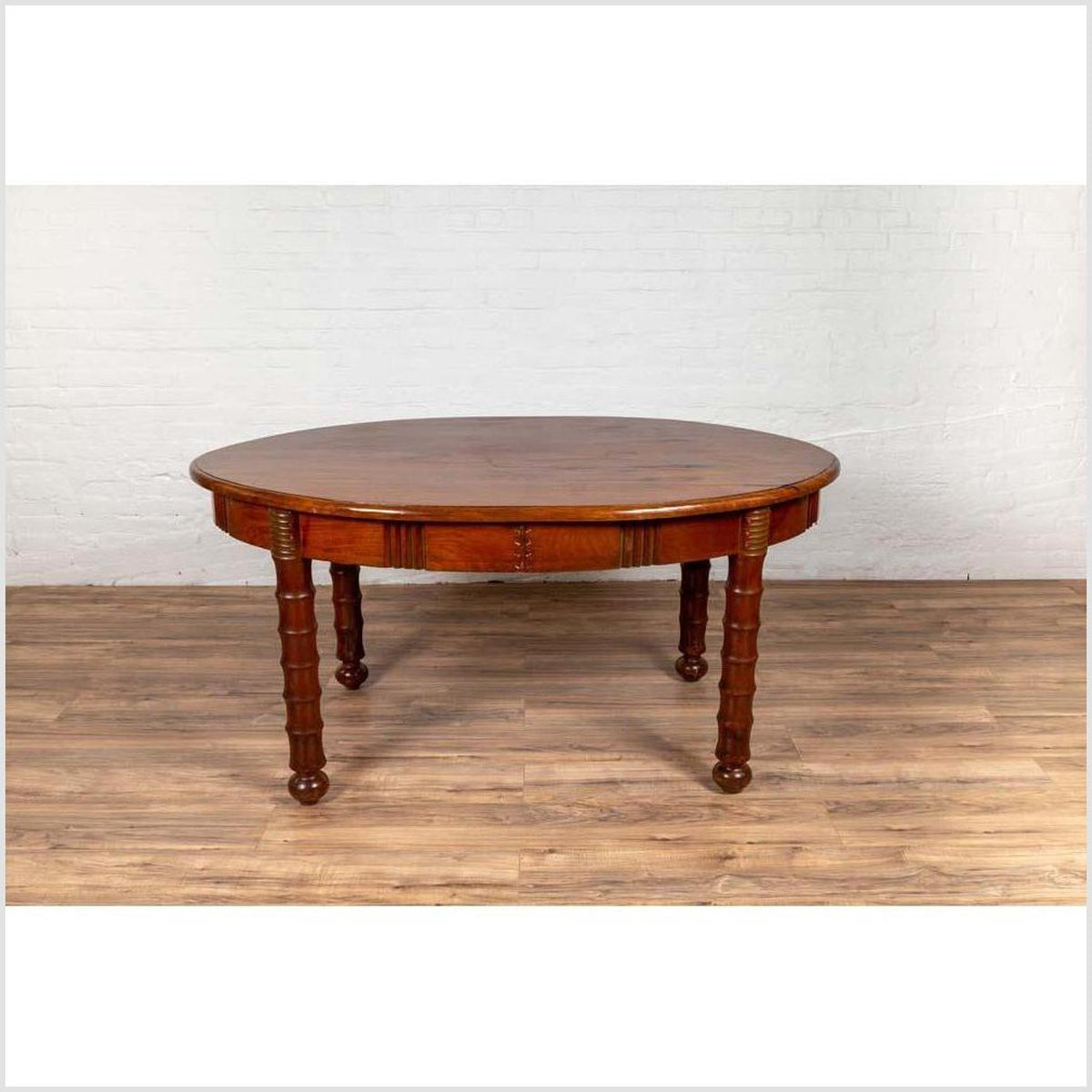 Antique Oval Dining Room Table from Indonesia with Spindle Legs and Warm Patina-17. Asian &amp; Chinese Furniture, Art, Antiques, Vintage Home Décor for sale at FEA Home