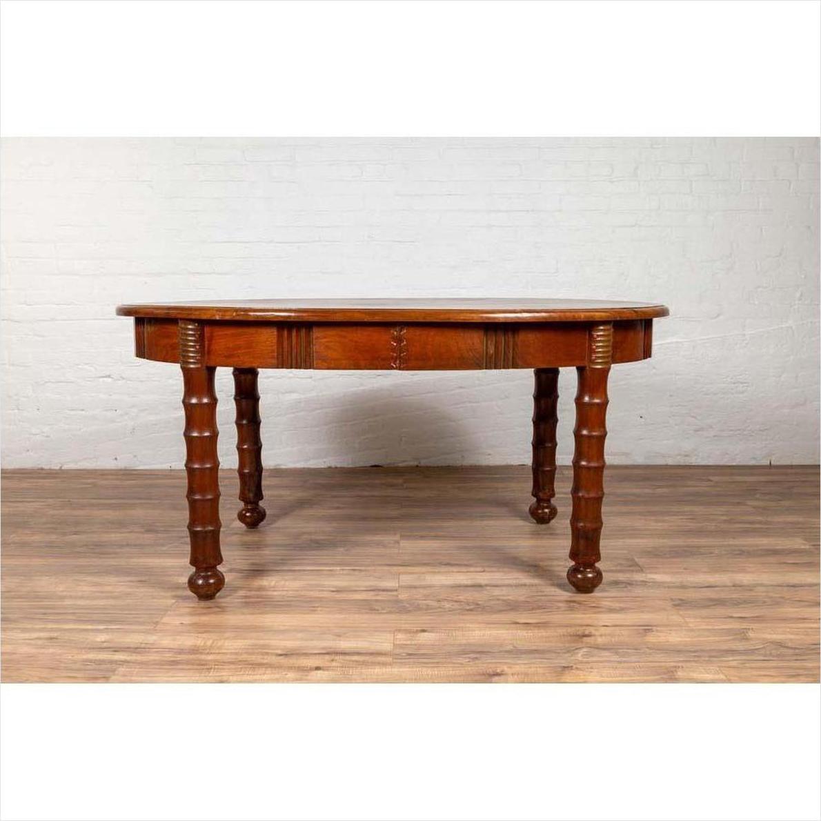 Antique Oval Dining Room Table from Indonesia with Spindle Legs and Warm Patina-18. Asian &amp; Chinese Furniture, Art, Antiques, Vintage Home Décor for sale at FEA Home