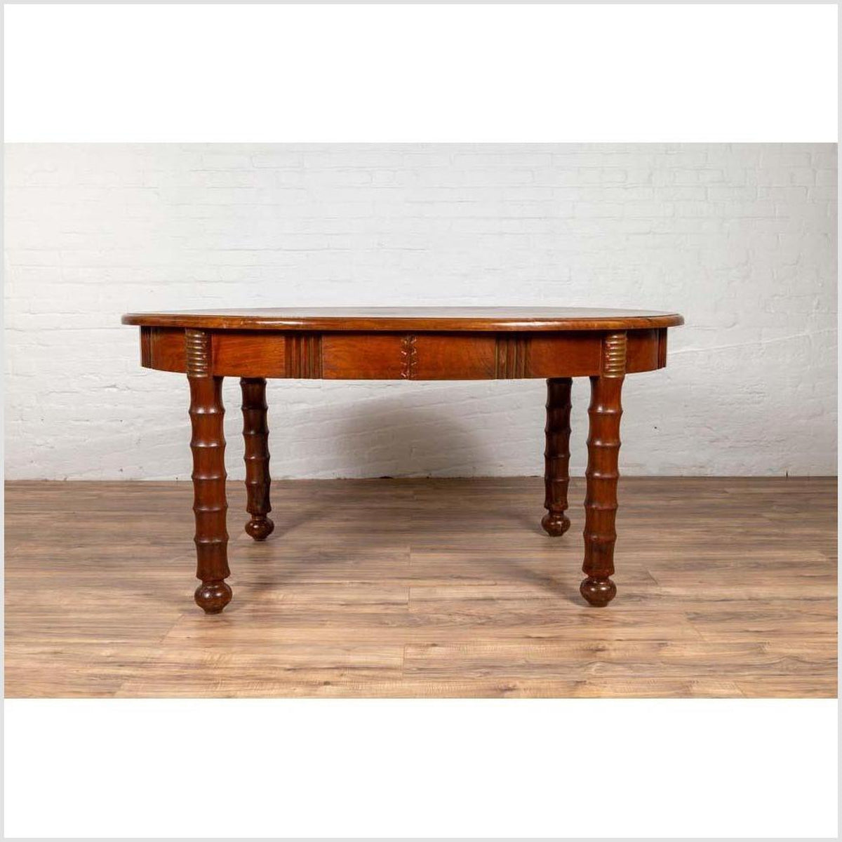 Antique Oval Dining Room Table from Indonesia with Spindle Legs and Warm Patina-18. Asian &amp; Chinese Furniture, Art, Antiques, Vintage Home Décor for sale at FEA Home