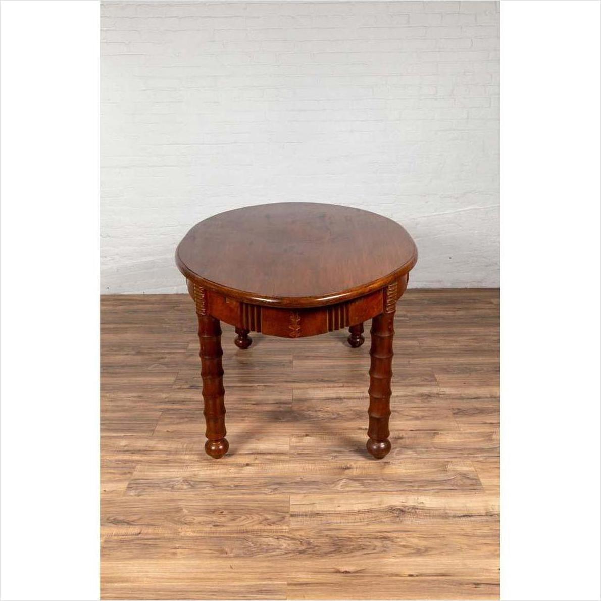 Antique Oval Dining Room Table from Indonesia with Spindle Legs and Warm Patina-19. Asian &amp; Chinese Furniture, Art, Antiques, Vintage Home Décor for sale at FEA Home