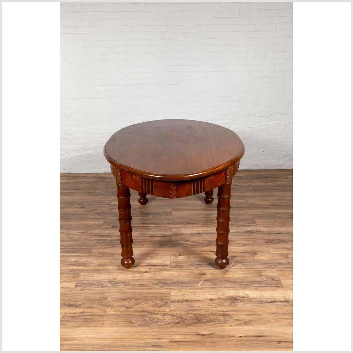 Antique Oval Dining Room Table from Indonesia with Spindle Legs and Warm Patina-19. Asian &amp; Chinese Furniture, Art, Antiques, Vintage Home Décor for sale at FEA Home