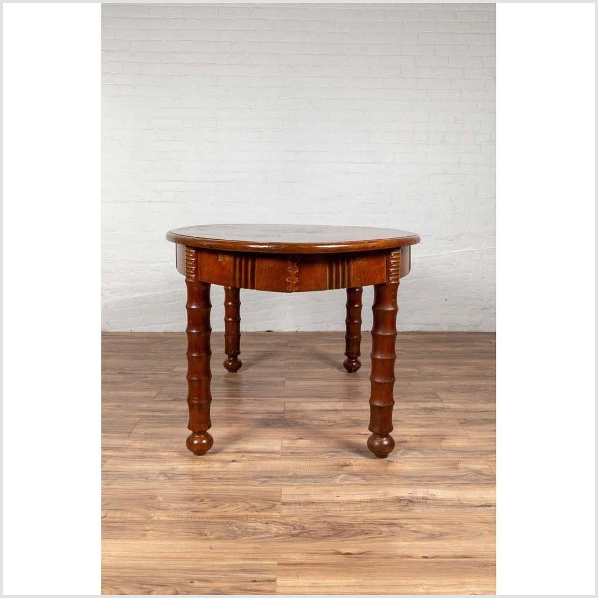 Antique Oval Dining Room Table from Indonesia with Spindle Legs and Warm Patina-20. Asian &amp; Chinese Furniture, Art, Antiques, Vintage Home Décor for sale at FEA Home