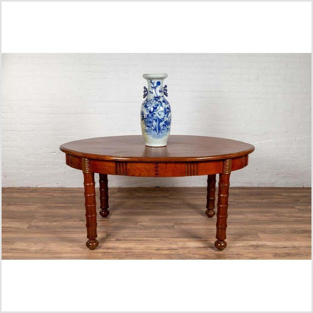 Antique Oval Dining Room Table from Indonesia with Spindle Legs and Warm Patina-3. Asian &amp; Chinese Furniture, Art, Antiques, Vintage Home Décor for sale at FEA Home