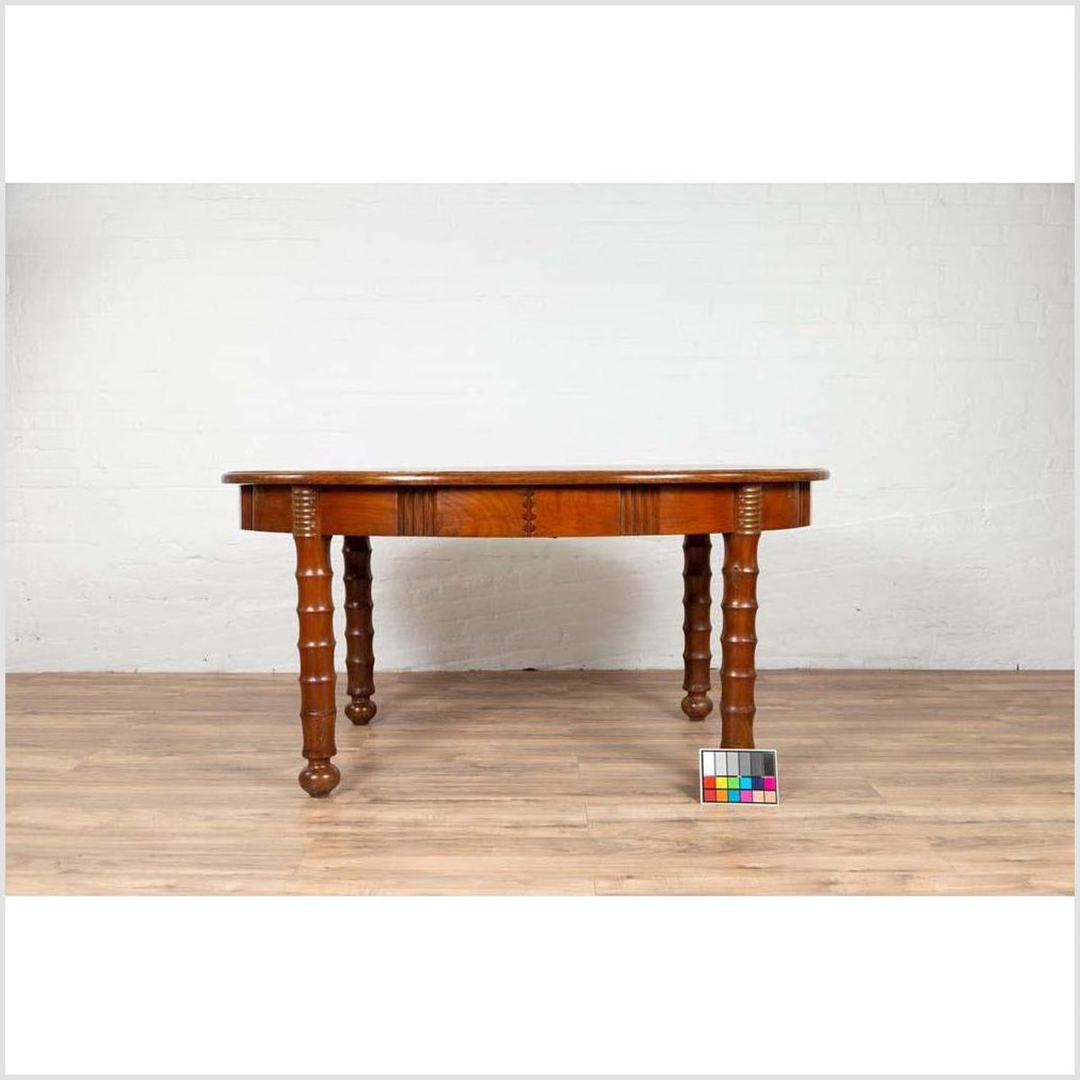 Antique Oval Dining Room Table from Indonesia with Spindle Legs and Warm Patina-4. Asian &amp; Chinese Furniture, Art, Antiques, Vintage Home Décor for sale at FEA Home