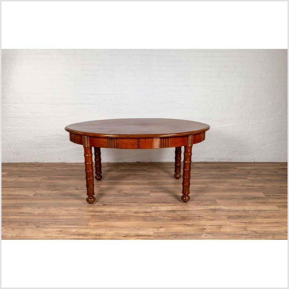 Antique Oval Dining Room Table from Indonesia with Spindle Legs and Warm Patina-6. Asian &amp; Chinese Furniture, Art, Antiques, Vintage Home Décor for sale at FEA Home