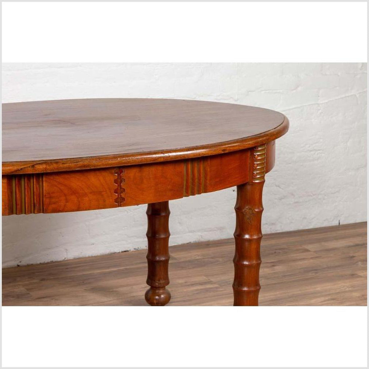 Antique Oval Dining Room Table from Indonesia with Spindle Legs and Warm Patina-7. Asian &amp; Chinese Furniture, Art, Antiques, Vintage Home Décor for sale at FEA Home
