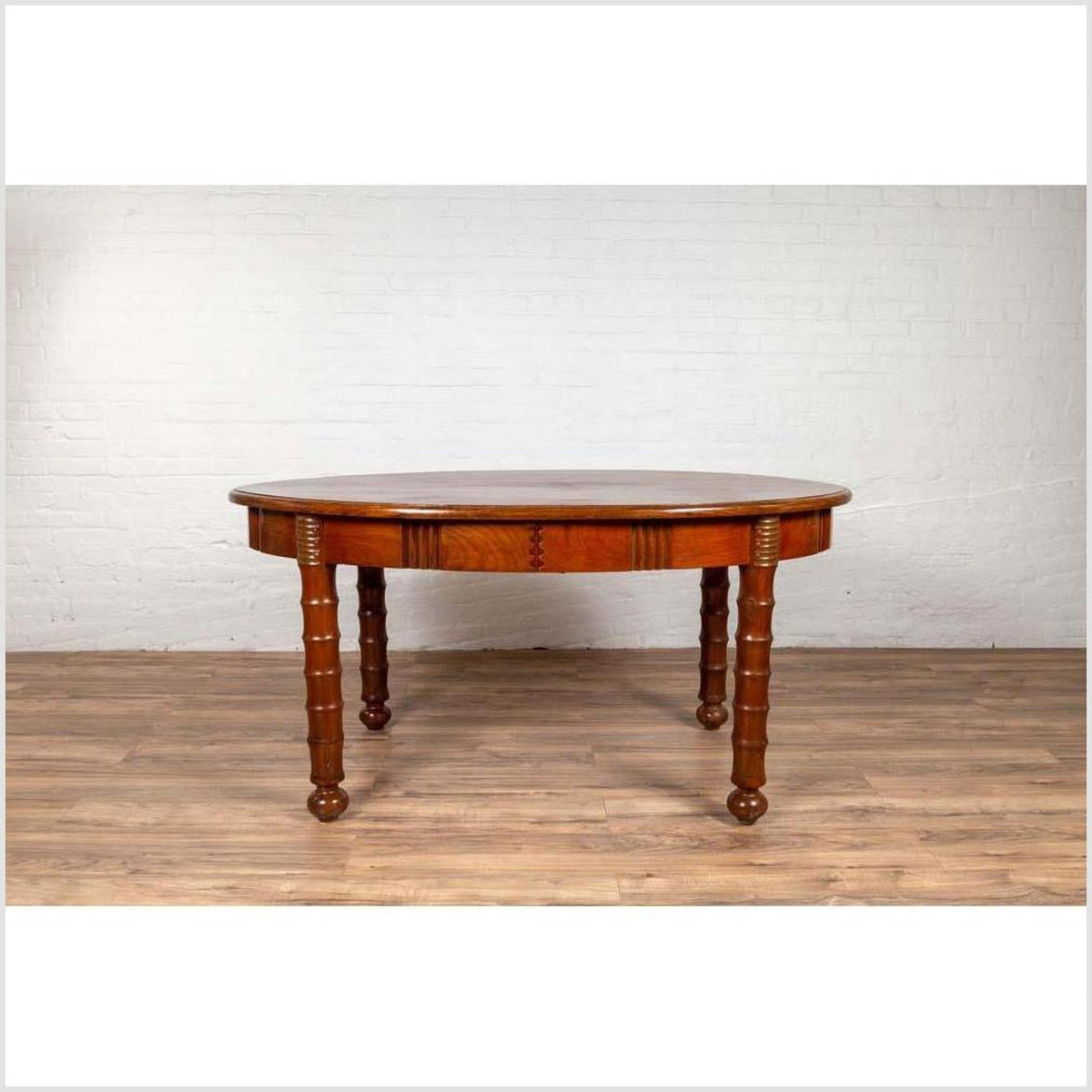 Antique Oval Dining Room Table from Indonesia with Spindle Legs and Warm Patina-9. Asian &amp; Chinese Furniture, Art, Antiques, Vintage Home Décor for sale at FEA Home