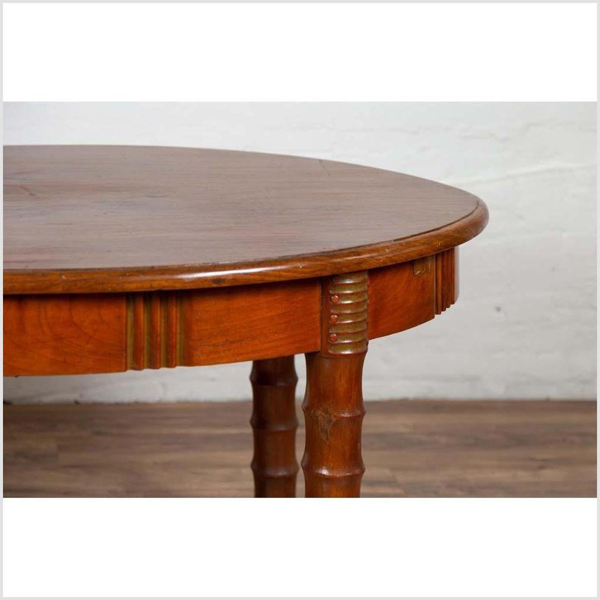 Antique Oval Dining Room Table from Indonesia with Spindle Legs and Warm Patina-10. Asian &amp; Chinese Furniture, Art, Antiques, Vintage Home Décor for sale at FEA Home