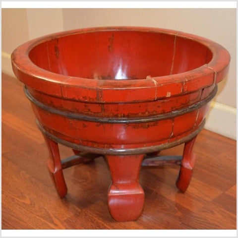 Antique Red Lacquer Wash Basin