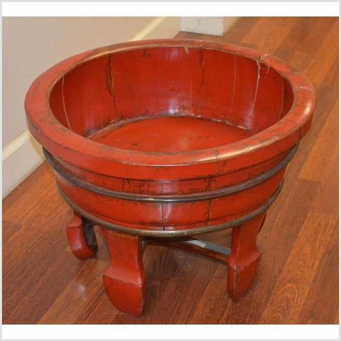 Antique Red Lacquer Wash Basin