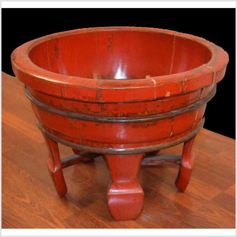 Antique Red Lacquer Wash Basin-5. Asian &amp; Chinese Furniture, Art, Antiques, Vintage Home Décor for sale at FEA Home
