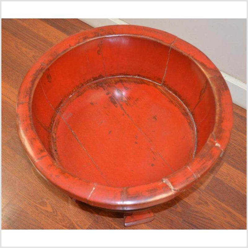 Antique Red Lacquer Wash Basin- Asian Antiques, Vintage Home Decor & Chinese Furniture - FEA Home