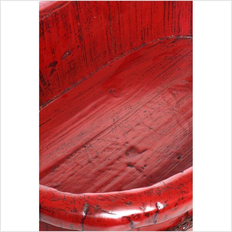Antique Red Wooden Basin