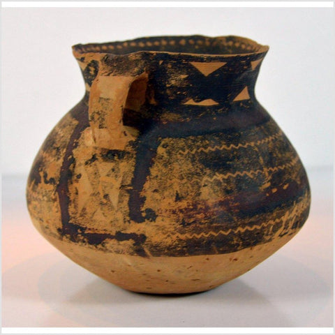 Petite Neolithic Terracotta Pot with Brown Geometric Décor and Flaring Neck-YN3039-4. Asian & Chinese Furniture, Art, Antiques, Vintage Home Décor for sale at FEA Home