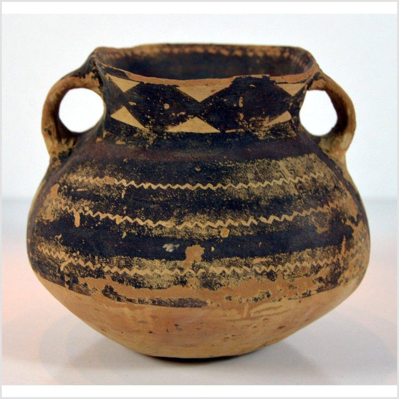 Petite Neolithic Terracotta Pot with Brown Geometric Décor and Flaring Neck-YN3039-5. Asian & Chinese Furniture, Art, Antiques, Vintage Home Décor for sale at FEA Home