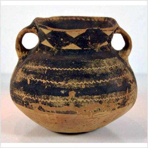 Petite Neolithic Terracotta Pot with Brown Geometric Décor and Flaring Neck-YN3039-5. Asian & Chinese Furniture, Art, Antiques, Vintage Home Décor for sale at FEA Home