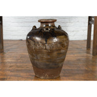 This-is-a-picture-of-a-Antique Thai 19th Century Brown Glazed Water Jar with Petite Loop Handles-with-image-position-3-style-YN3590-Shop-for-Vintage-and-Antique-Asian-and-Chinese-Furniture-for-sale-at-FEA Home-NYC