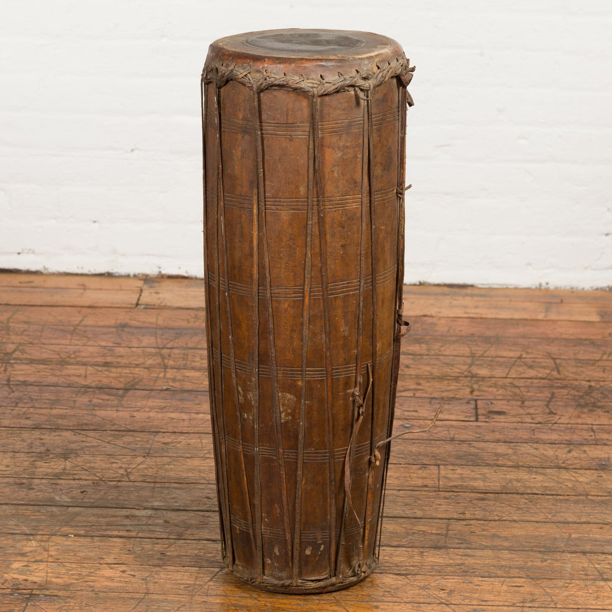 19th Century Wood and Leather Klong Khaek Drum-1. Asian & Chinese Furniture, Art, Antiques, Vintage Home Décor for sale at FEA Home