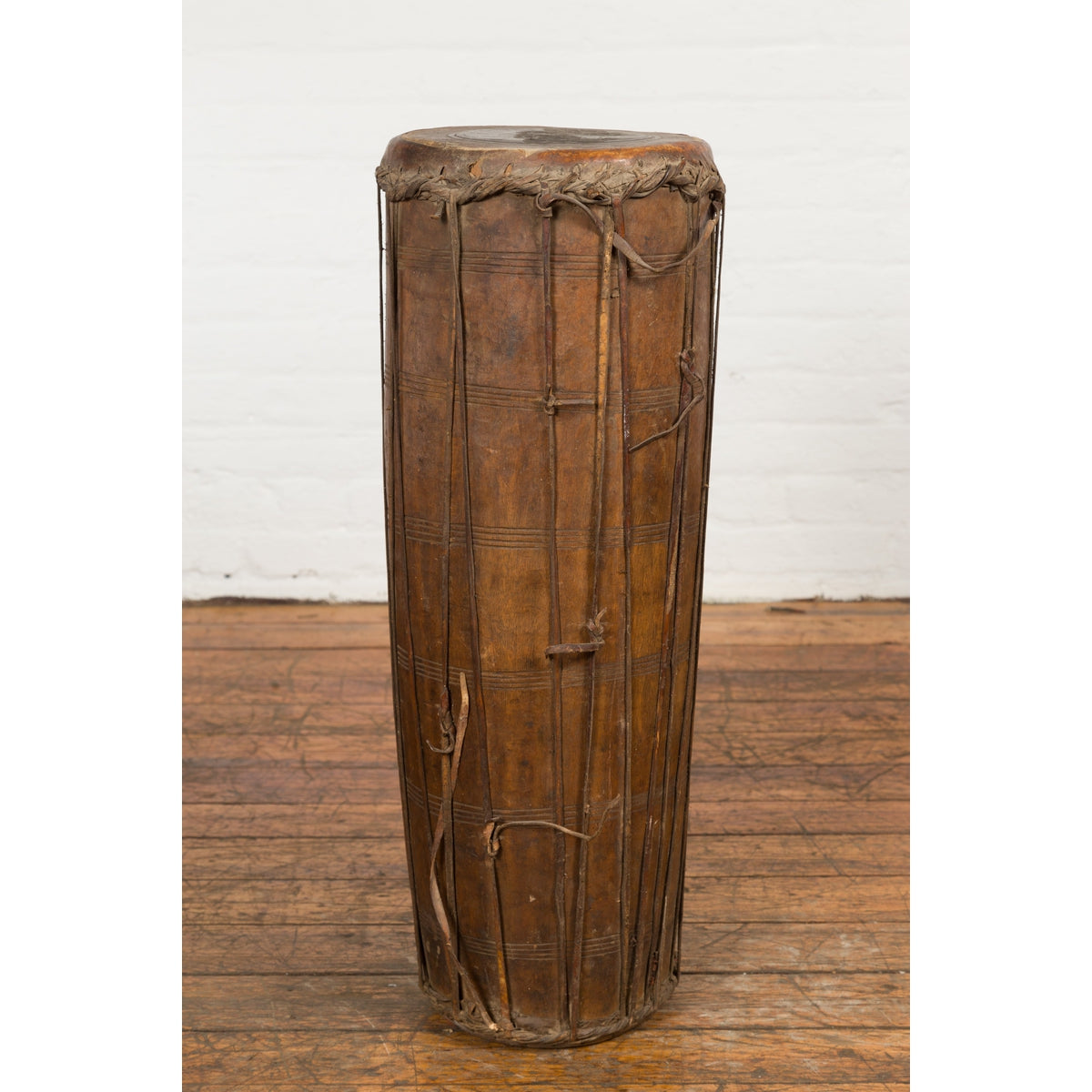 19th Century Wood and Leather Klong Khaek Drum-2. Asian & Chinese Furniture, Art, Antiques, Vintage Home Décor for sale at FEA Home