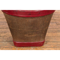 This-is-a-picture-of-a-Antique Thai Hand Woven Rattan Grain Basket with Red Lacquered Border-image-position-8-style-YN7692-Shop-for-Vintage-and-Antique-Asian-and-Chinese-Furniture-for-sale-at-FEA Home-NYC