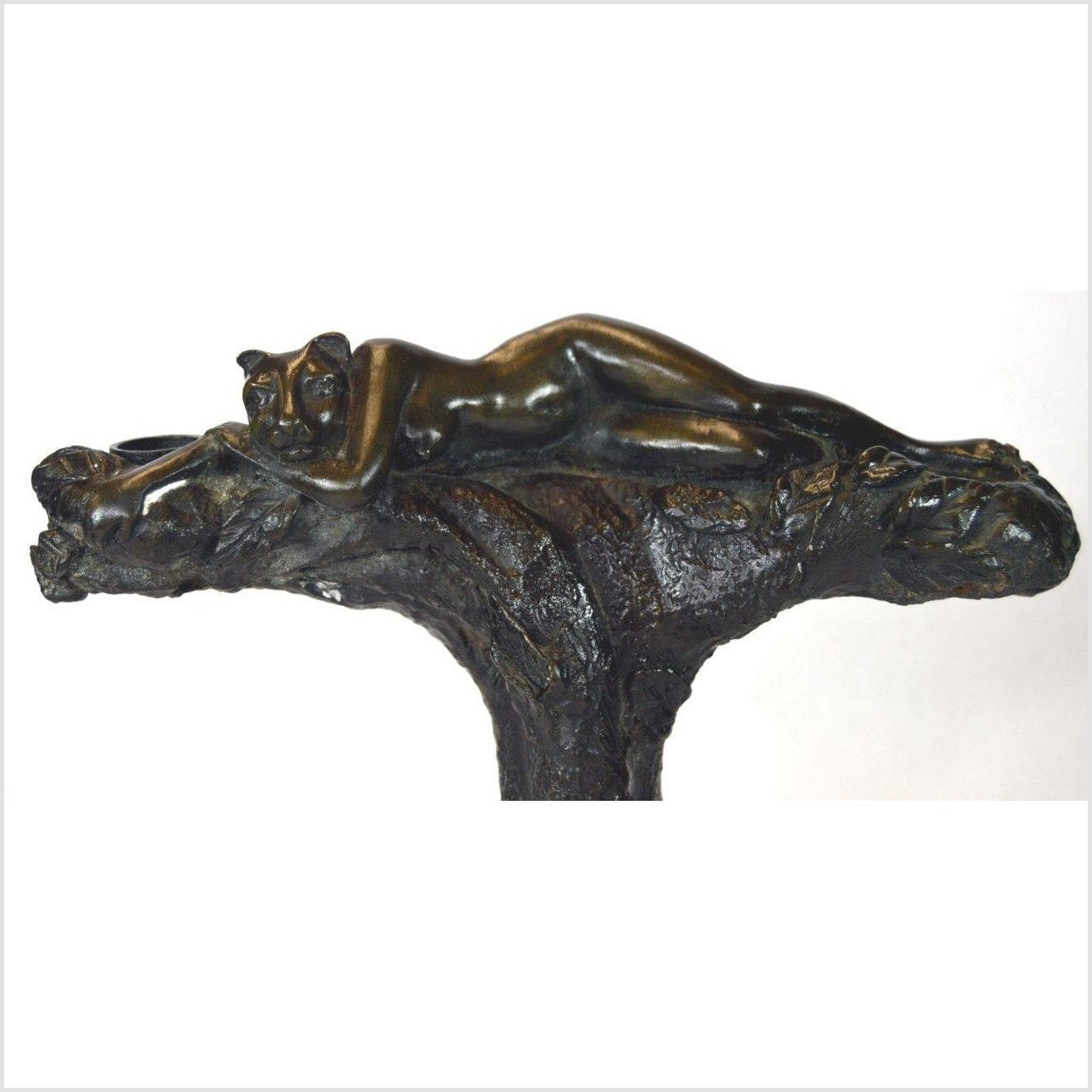 Vintage Bastet Inspired Figural Bronze Candle Holder-2. Asian & Chinese Furniture, Art, Antiques, Vintage Home Décor for sale at FEA Home