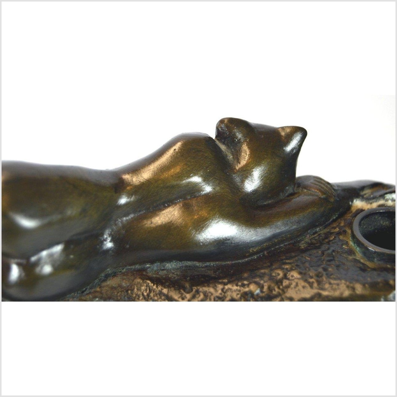 Vintage Bastet Inspired Figural Bronze Candle Holder-8. Asian &amp; Chinese Furniture, Art, Antiques, Vintage Home Décor for sale at FEA Home