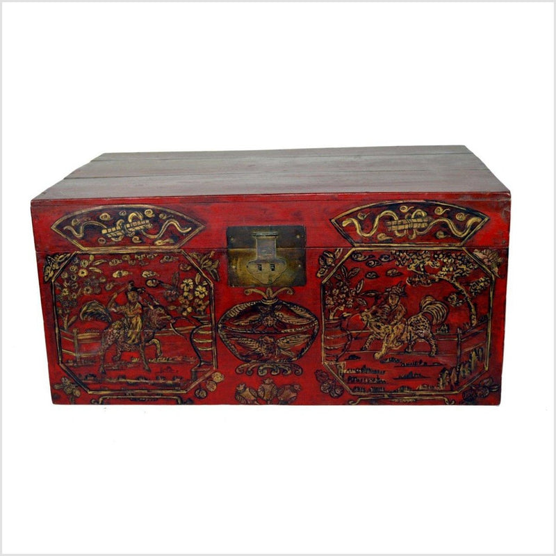 Asian Hand Painted Trunk- Asian Antiques, Vintage Home Decor & Chinese Furniture - FEA Home