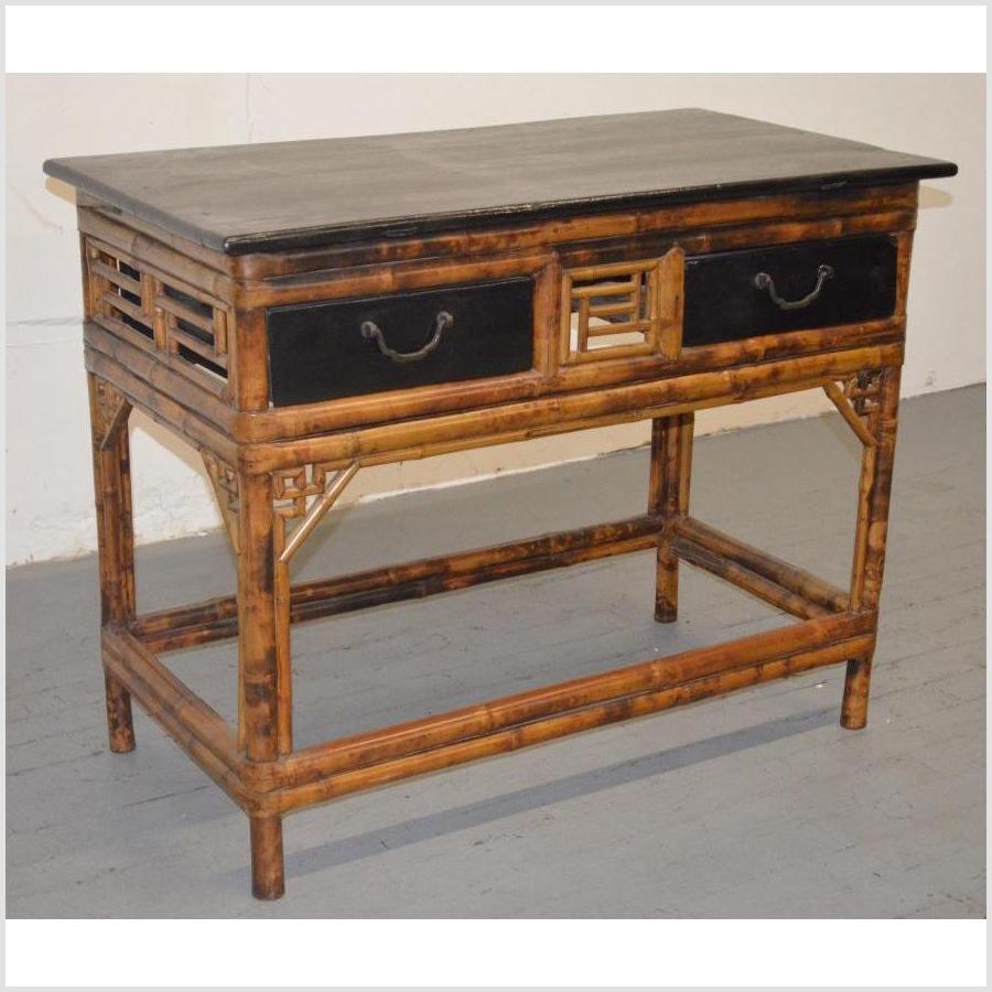 Bamboo & Black Lacquered Desk/Console-2. Asian & Chinese Furniture, Art, Antiques, Vintage Home Décor for sale at FEA Home