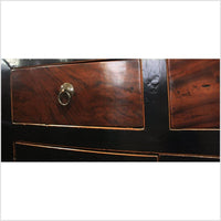 Black & Natural Color Cabinet with Burl Wood Doors