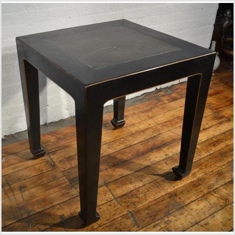 Black Side Table with Inset Floor Tile-2. Asian & Chinese Furniture, Art, Antiques, Vintage Home Décor for sale at FEA Home