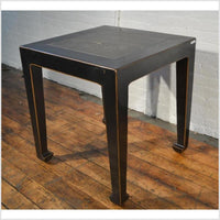 Black Side Table with Inset Floor Tile