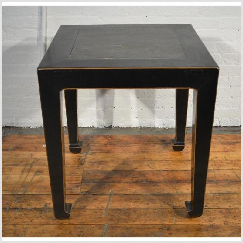 Black Side Table with Inset Floor Tile- Asian Antiques, Vintage Home Decor & Chinese Furniture - FEA Home