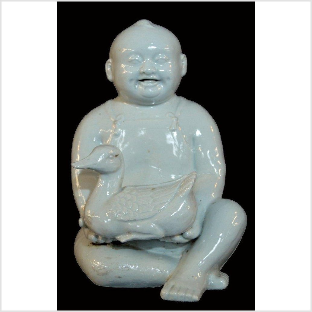 Blanc de Chine Porcelain Baby With Duck-1. Asian & Chinese Furniture, Art, Antiques, Vintage Home Décor for sale at FEA Home