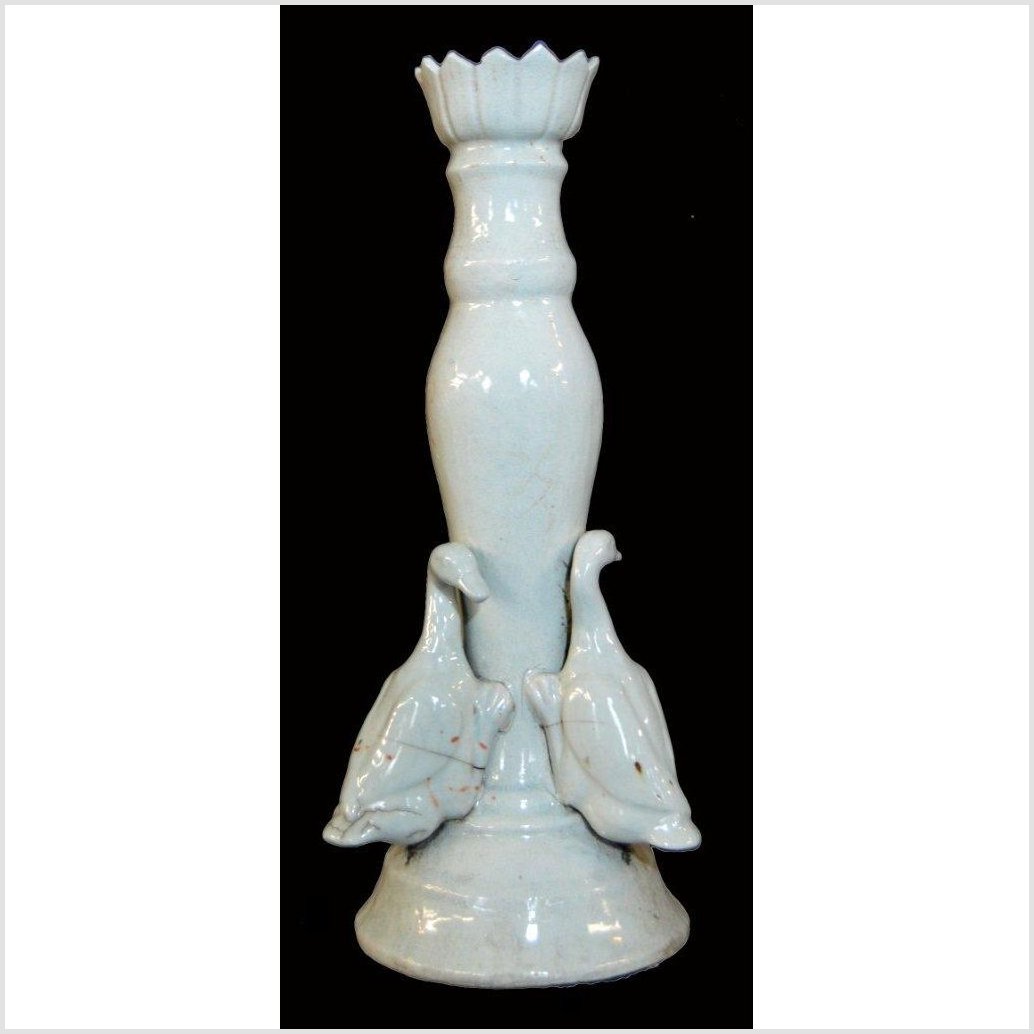 Blanc de Chine Porcelain Candle Holder With Ducks-1. Asian & Chinese Furniture, Art, Antiques, Vintage Home Décor for sale at FEA Home