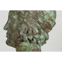 This-is-a-picture-of-a-Bronze Greco Roman Style Contemporary Head Sculpture with Verdigris Patina-image-position-15-style-RG2133-Shop-for-Vintage-and-Antique-Asian-and-Chinese-Furniture-for-sale-at-FEA Home-NYC