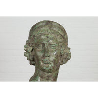 This-is-a-picture-of-a-Bronze Greco Roman Style Contemporary Head Sculpture with Verdigris Patina-image-position-5-style-RG2133-Shop-for-Vintage-and-Antique-Asian-and-Chinese-Furniture-for-sale-at-FEA Home-NYC