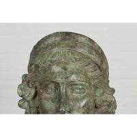 This-is-a-picture-of-a-Bronze Greco Roman Style Contemporary Head Sculpture with Verdigris Patina-image-position-6-style-RG2133-Shop-for-Vintage-and-Antique-Asian-and-Chinese-Furniture-for-sale-at-FEA Home-NYC