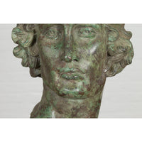 This-is-a-picture-of-a-Bronze Greco Roman Style Contemporary Head Sculpture with Verdigris Patina-image-position-8-style-RG2133-Shop-for-Vintage-and-Antique-Asian-and-Chinese-Furniture-for-sale-at-FEA Home-NYC
