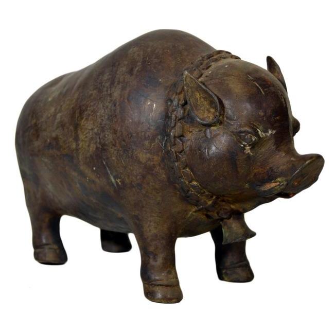 Bronze Pig Sculpture-4. Asian &amp; Chinese Furniture, Art, Antiques, Vintage Home Décor for sale at FEA Home