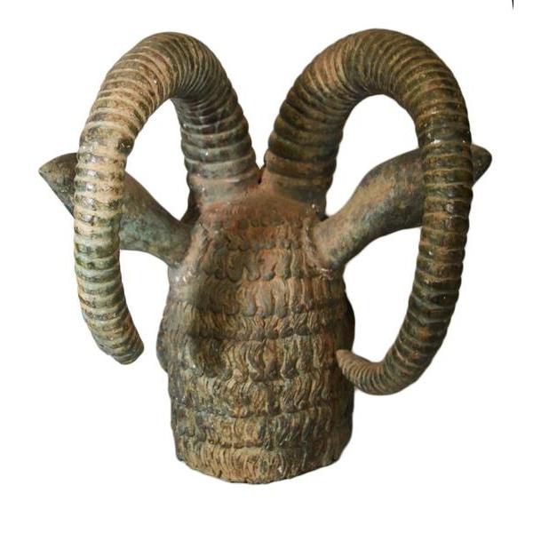 Bronze Rams Head-3. Asian &amp; Chinese Furniture, Art, Antiques, Vintage Home Décor for sale at FEA Home