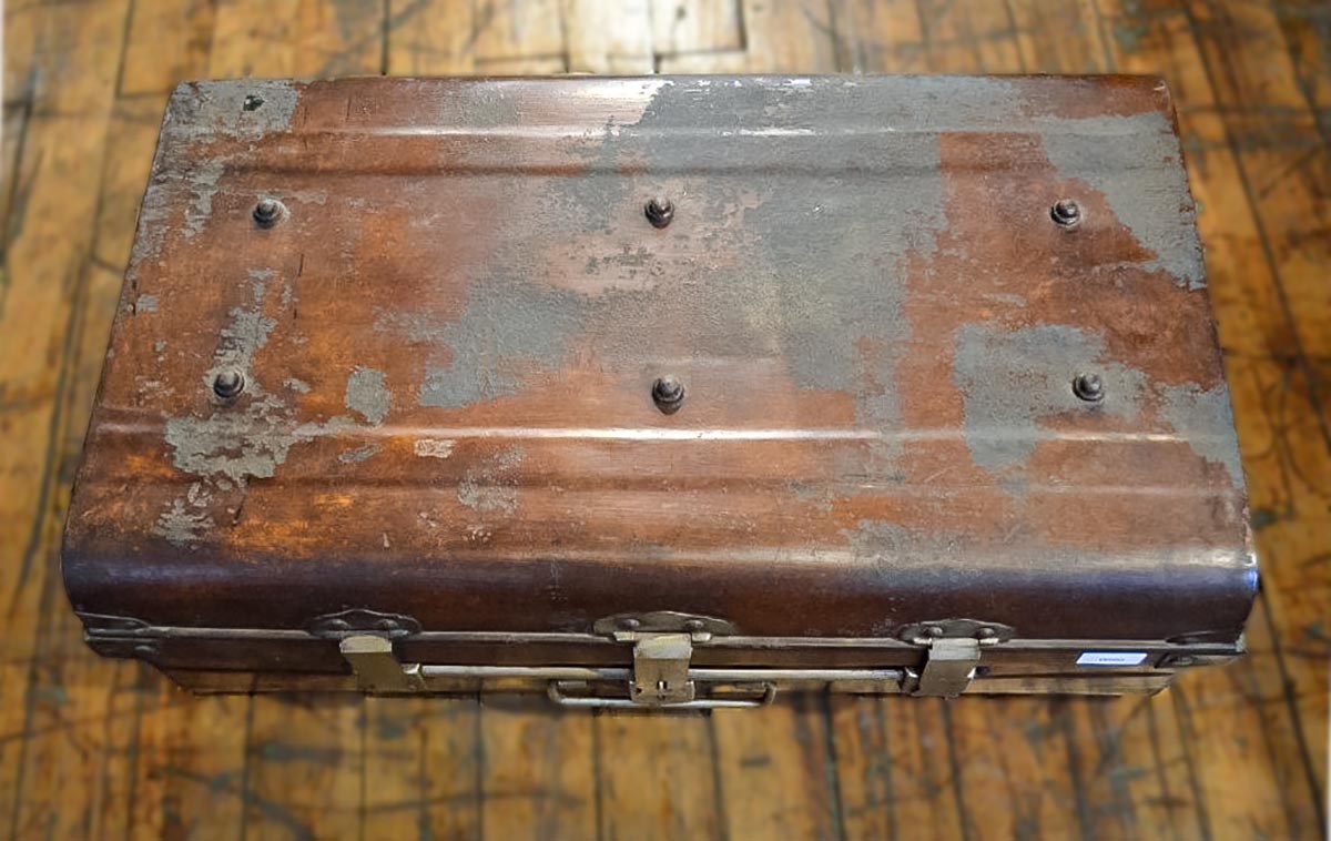Brown Metal Trunk-2. Asian & Chinese Furniture, Art, Antiques, Vintage Home Décor for sale at FEA Home