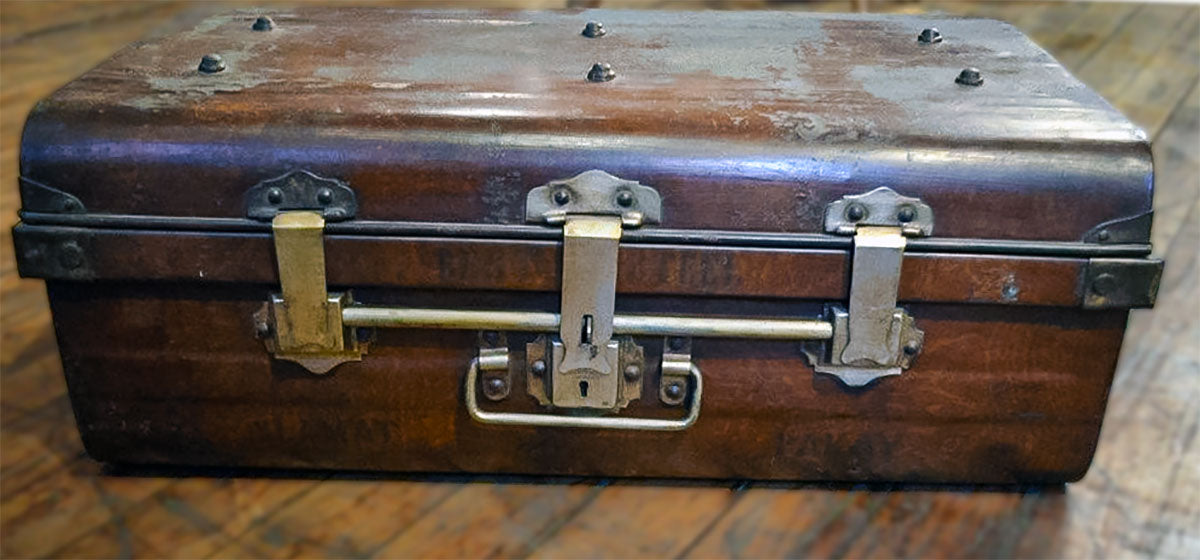Brown Metal Trunk-1. Asian & Chinese Furniture, Art, Antiques, Vintage Home Décor for sale at FEA Home