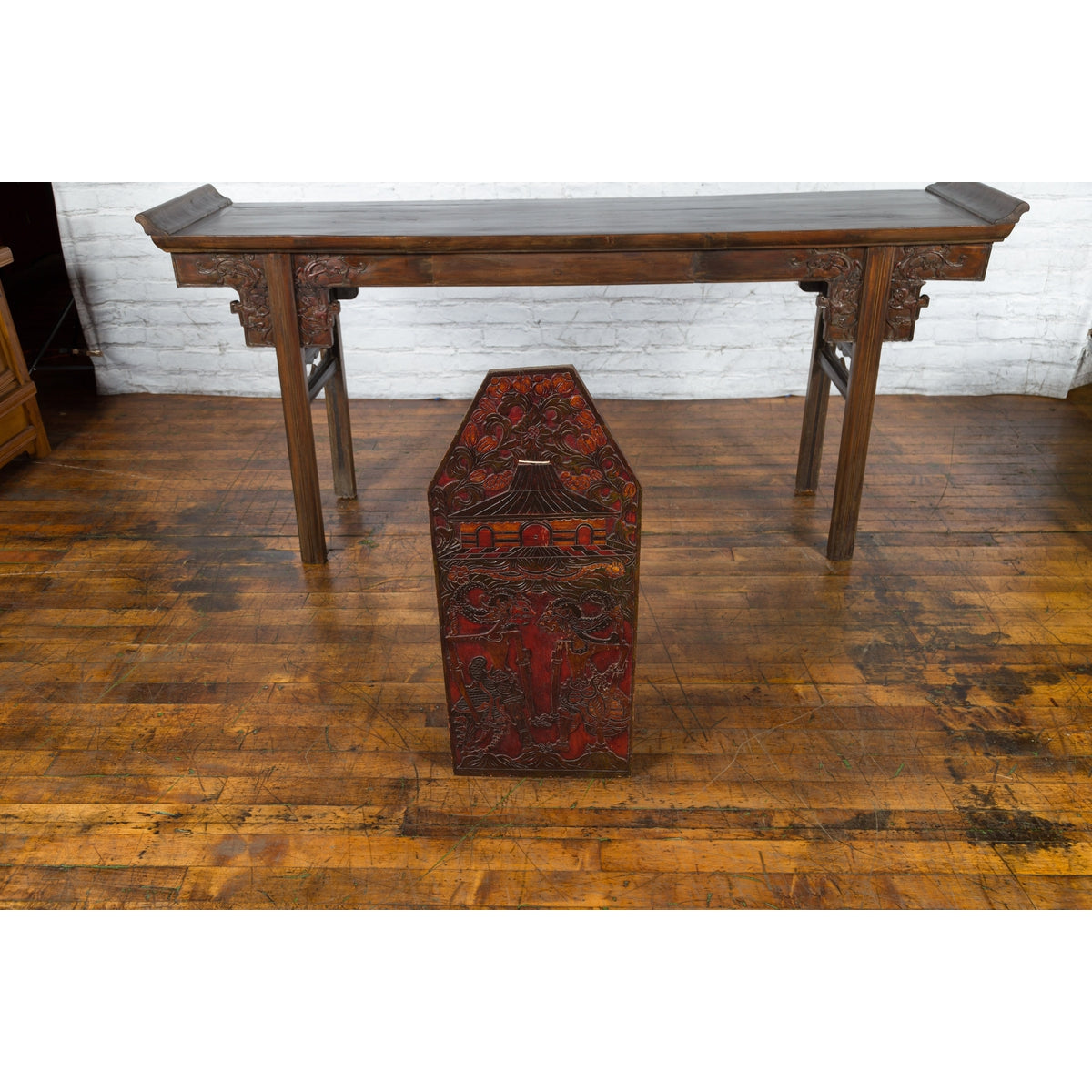 Burmese 19th Century Hand-Carved and Painted Wooden Puppet Show Sign-15. Asian &amp; Chinese Furniture, Art, Antiques, Vintage Home Décor for sale at FEA Home