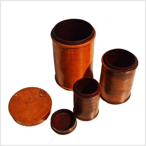 Burmese Set Vintage Wooden Canisters